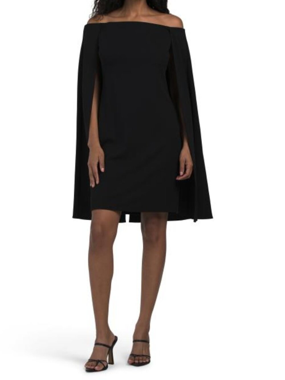 ADRIANNA PAPELL Long Cape Sleeve Cocktail Mini Dress